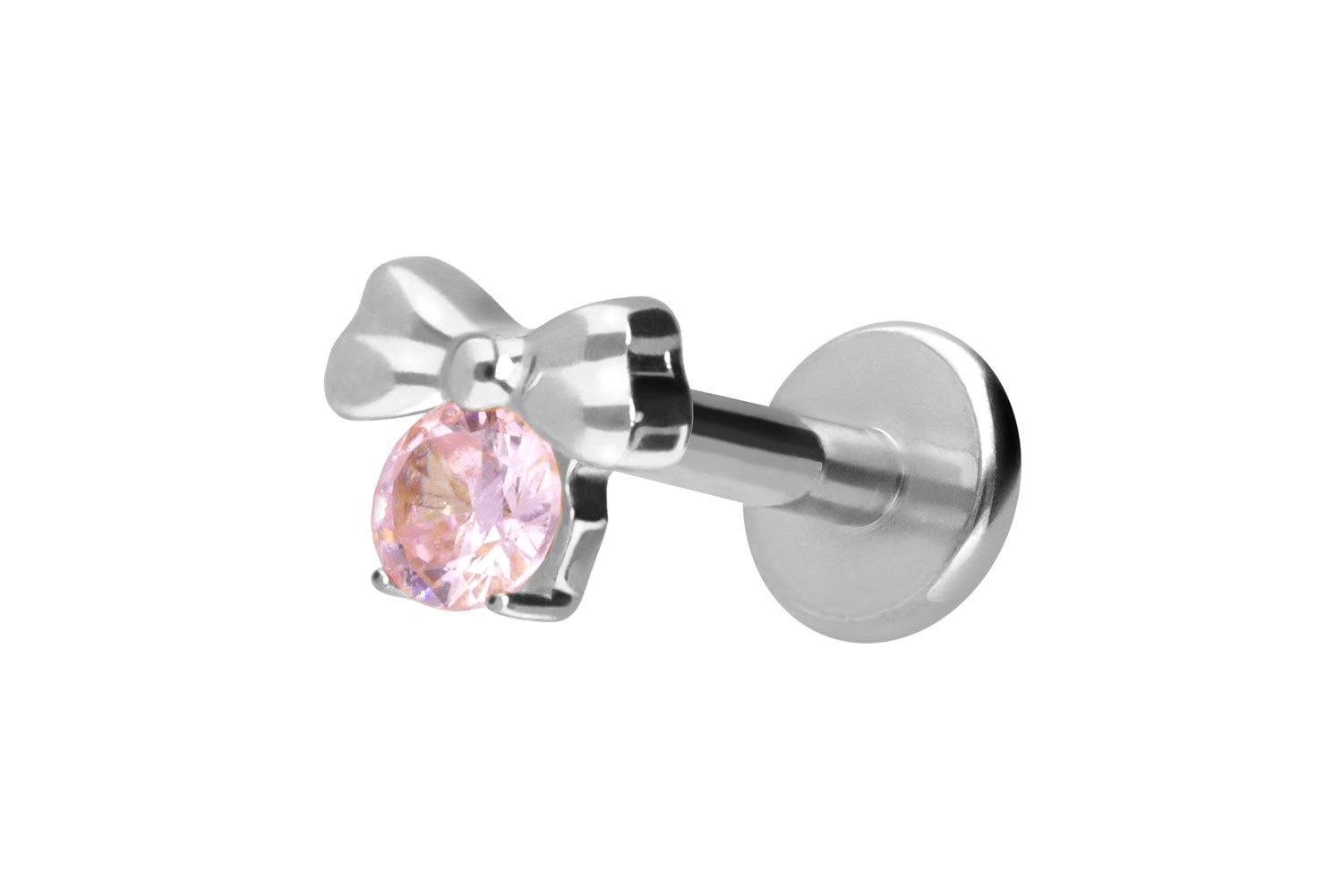 Titan Labret Piercing mit Innengewinde SCHLEIFE + KRISTALL